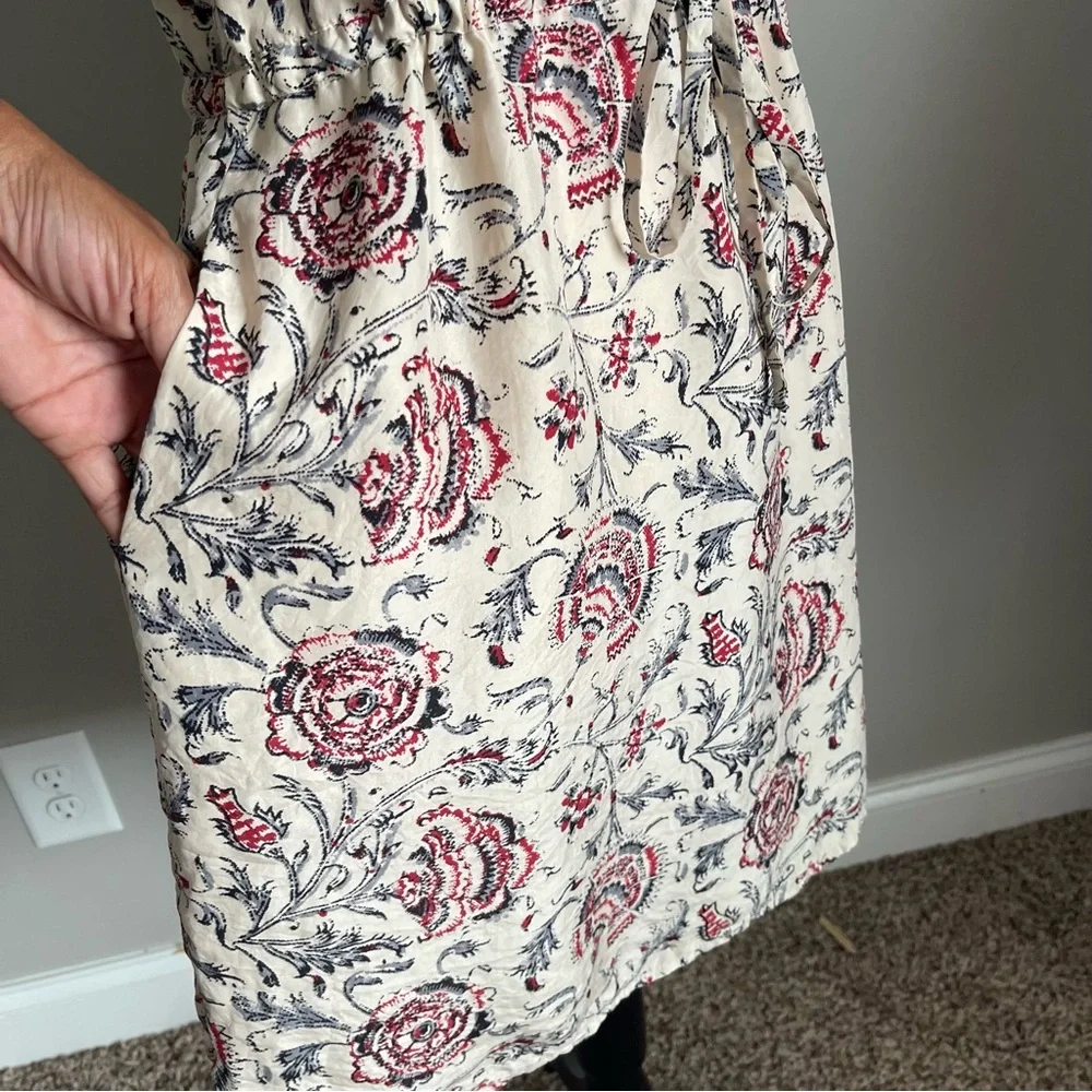 MADEWELL | Beige Floral Print Silk Sleeveless Dress Sz 8 - Picture 8 of 11